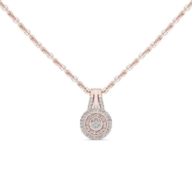 personalized choker necklace-De Couer 10k Rose Gold 1/8ct TDW Diamond Halo Necklace - Pink