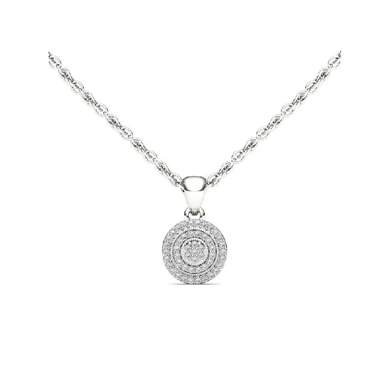 layered charm necklace-De Couer 10k White Gold 1/8ct TDW Diamond Halo Necklace - White H-I