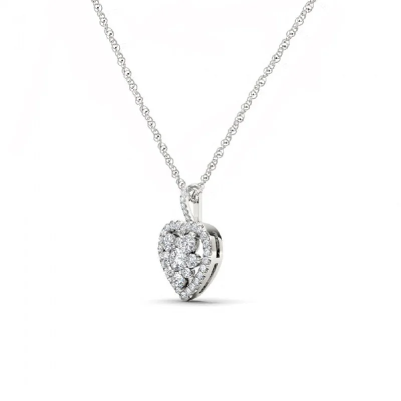 minimalist charm chain necklace-De Couer 10k White Gold 2/5ct TDW Heart Shape Diamond Necklace - White H-I