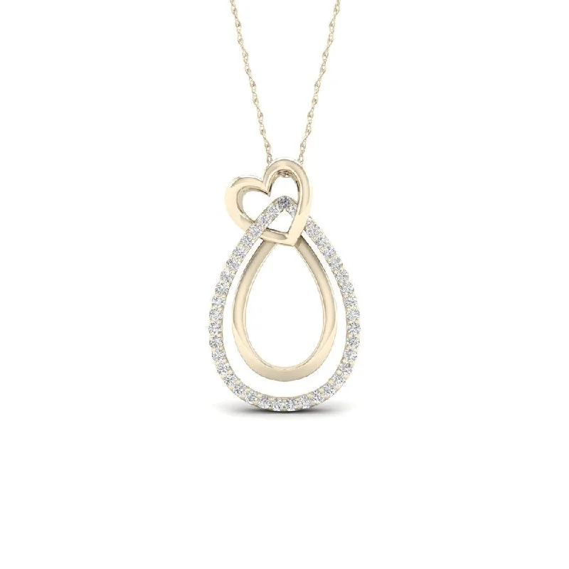 geometric pendant necklace-De Couer 10k Yellow Gold 1/10ct TDW Diamond Heart Necklace