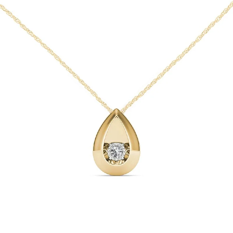 birthstone silver necklace-De Couer 10K Yellow Gold 1/20ct TDW Dancing Diamond Necklace