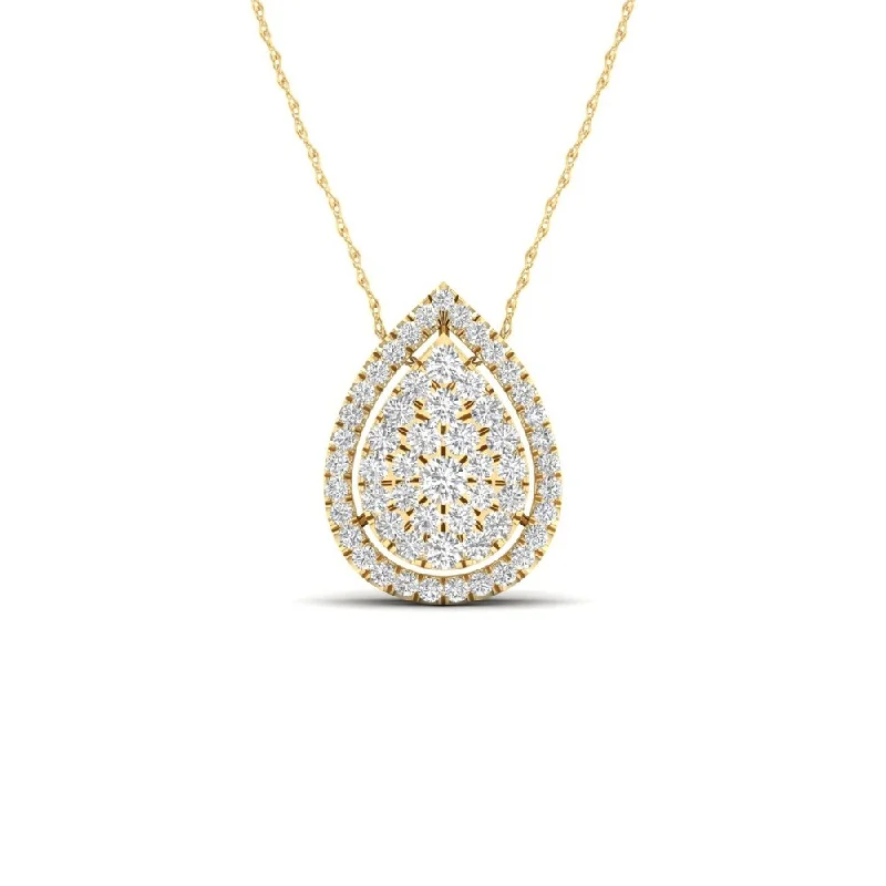 personalized letter necklace for women-De Couer 10K Yellow Gold 1/3ct TDW Diamond Halo Necklace