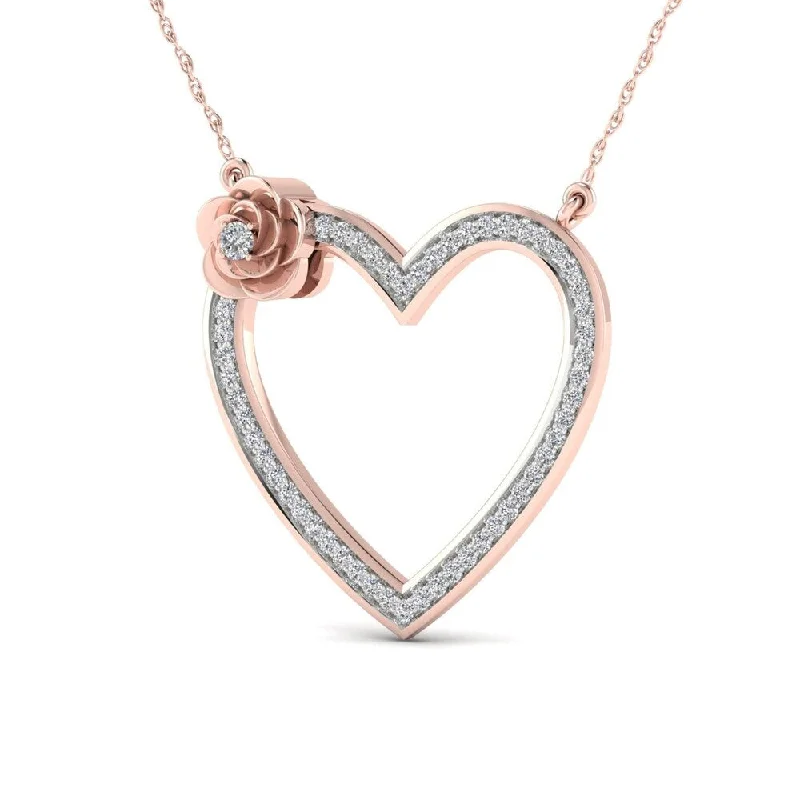 personalized pendant necklace with name-De Couer IGI Certified 1/20ct TDW Diamond Heart Necklace - Pink