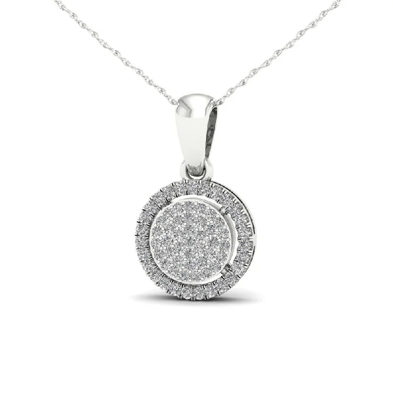 handmade charm pendant necklace-De Couer IGI Certified 1/6ct TDW Diamond Halo Necklace - White