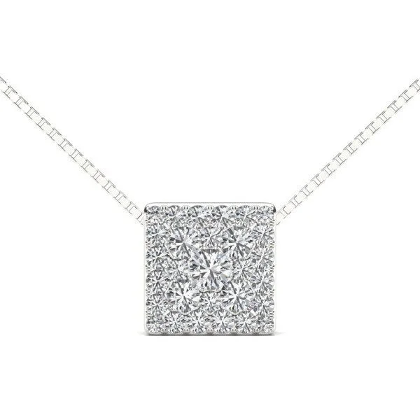 customized letter necklace-De Couer IGI Certified 10k White Gold 1/2ct TDW Diamond Cluster Pendant