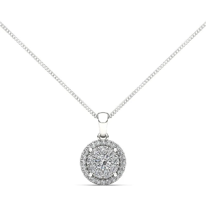 personalized chain name necklace-De Couer IGI Certified 14K White Gold 1/2ct TDW Diamond Cluster Necklace