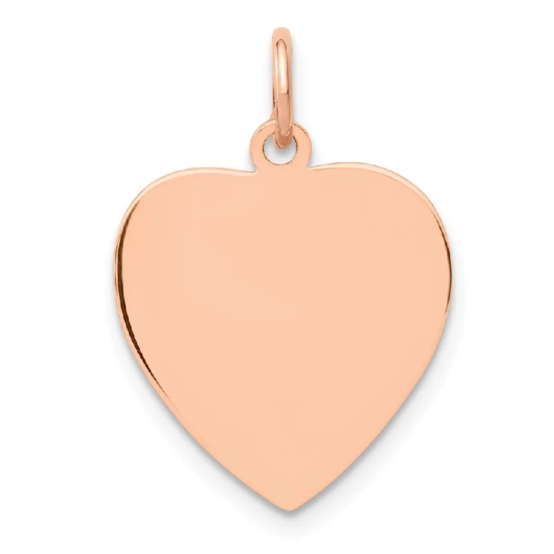 pearl necklace for brides-Diamond2Deal 14K Rose Gold Heart Disc Pendant (L- 21 mm, W- 16 mm)