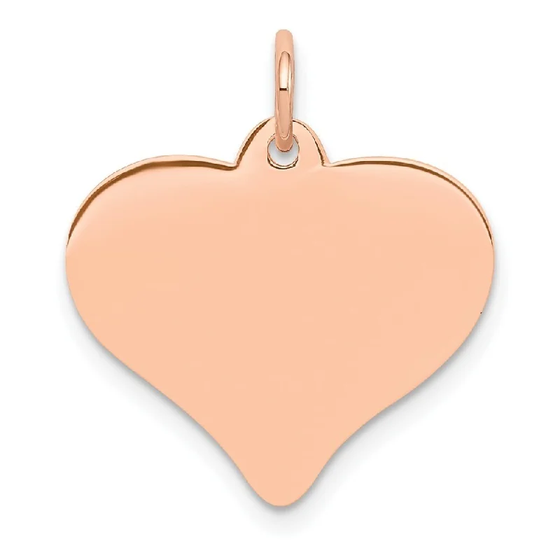 men’s personalized bar necklace-Diamond2Deal 14K Rose Gold Heart Disc Pendant (L- 21 mm, W- 18 mm)