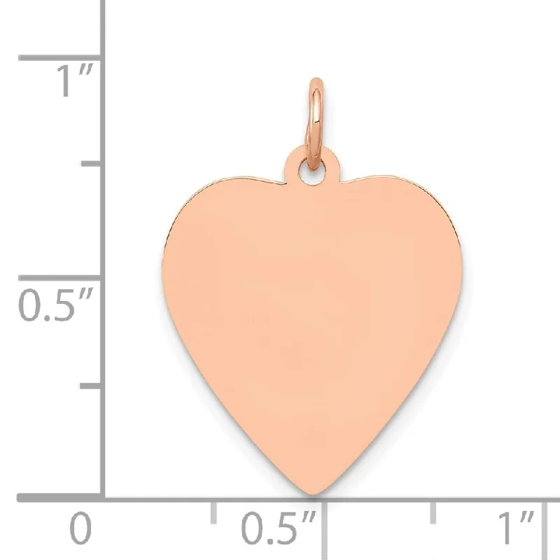 minimal gold charm necklace-Diamond2Deal 14K Rose Gold Heart Disc Pendant (L- 25 mm, W- 18 mm)