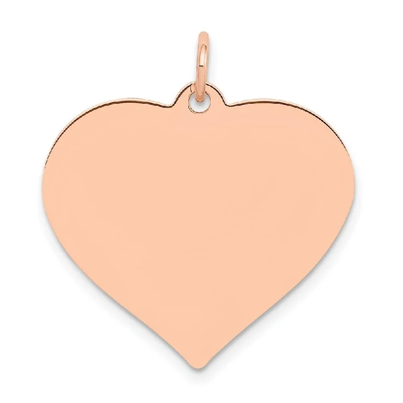 personalized silver charm necklace-Diamond2Deal 14K Rose Gold Heart Pendant (L- 26 mm, W- 24 mm)