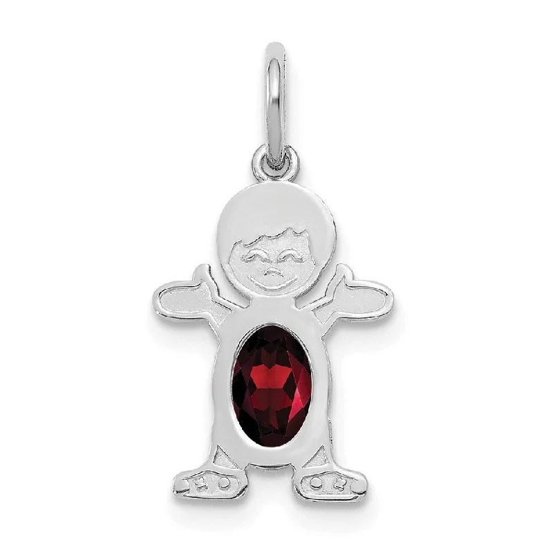 birthstone silver necklace-Diamond2Deal 14K White Gold Oval Genuine Garnet Pendant (L- 21 mm, W- 12 mm)