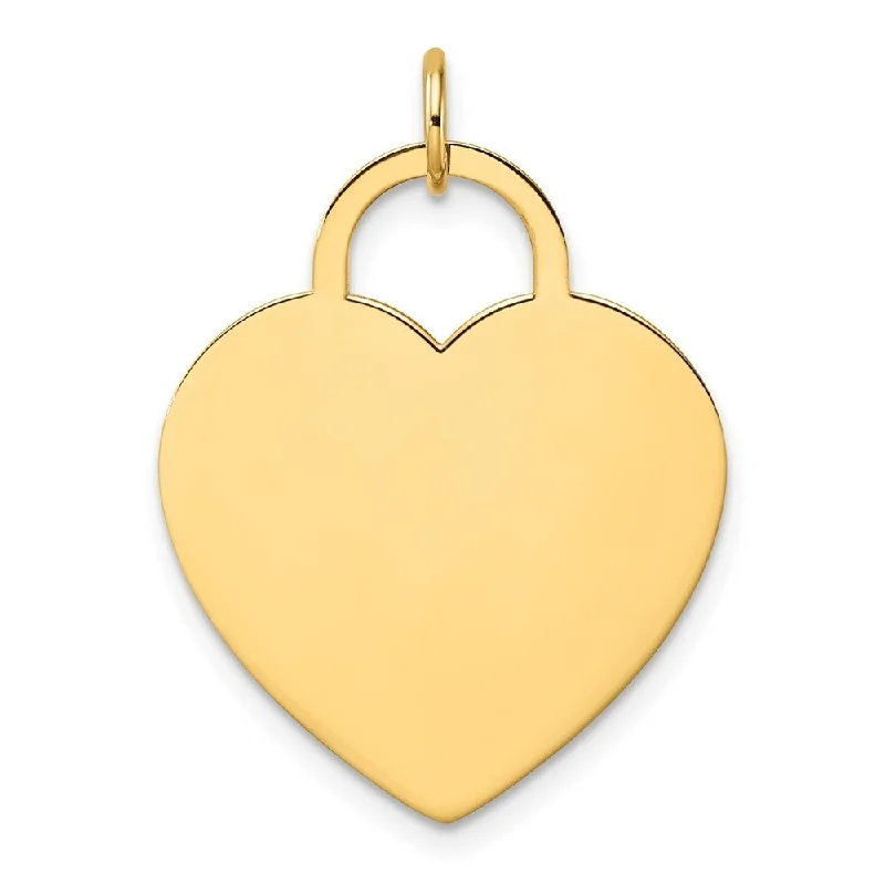 silver statement pendant necklace-Diamond2Deal 14K Yellow Gold Heart Disc Pendant (L- 35 mm, W- 23 mm)