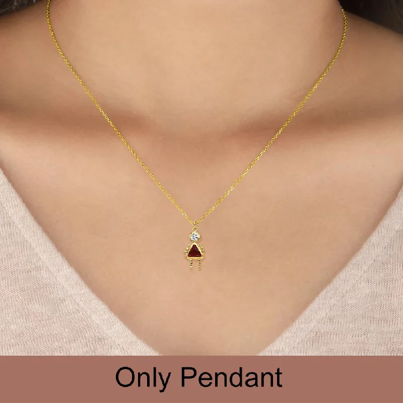 vintage gemstone pendant necklace-Diamond2Deal 14K Yellow Gold January Birthstone Charm Pendant (L- 20 mm, W- 10 mm)