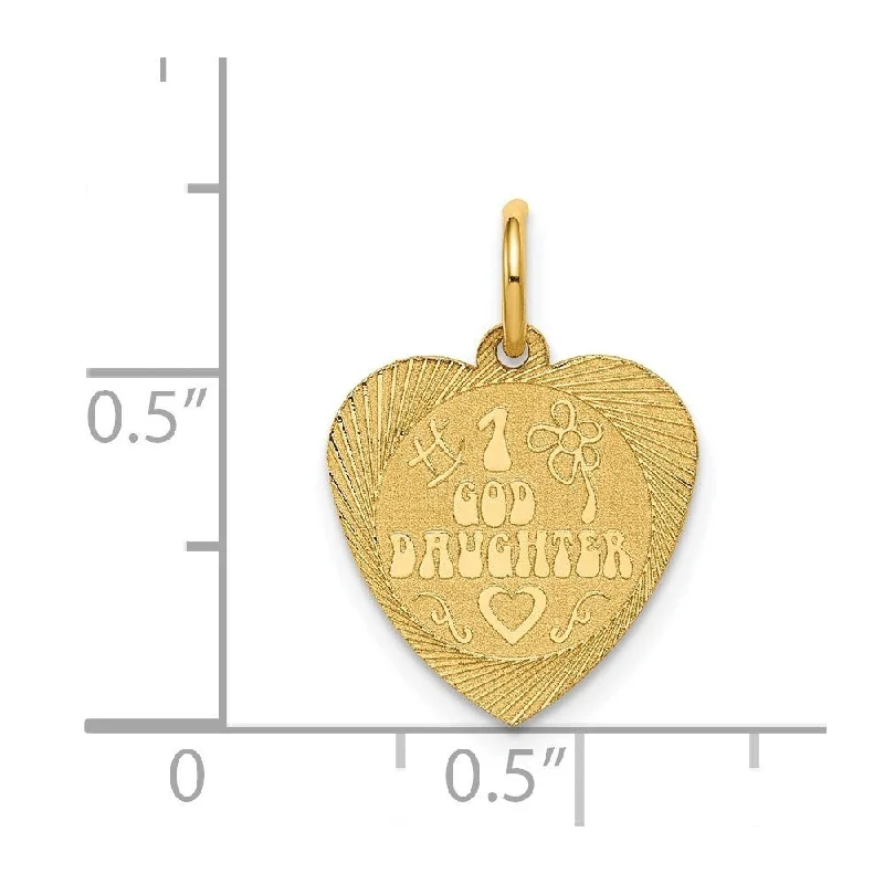 celestial necklace for women-Diamond2Deal 14K Yellow Gold Number 1 Goddaughter Heart Pendant (L- 17 mm, W- 17 mm)