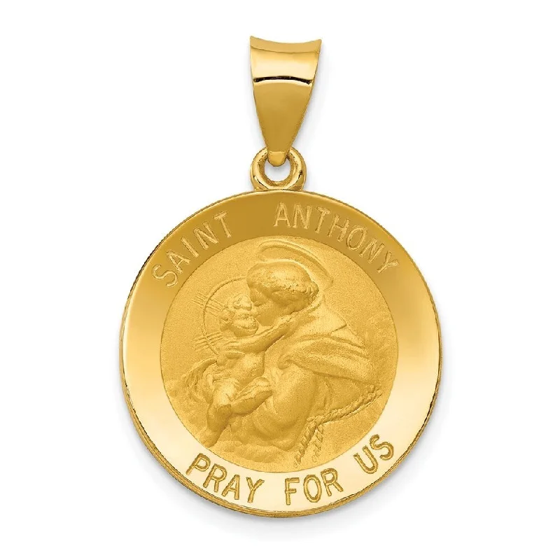 custom charm necklace for girls-Diamond2Deal 14K Yellow Gold Saint Anthony Medal Pendant (L- 28 mm, W- 19 mm)