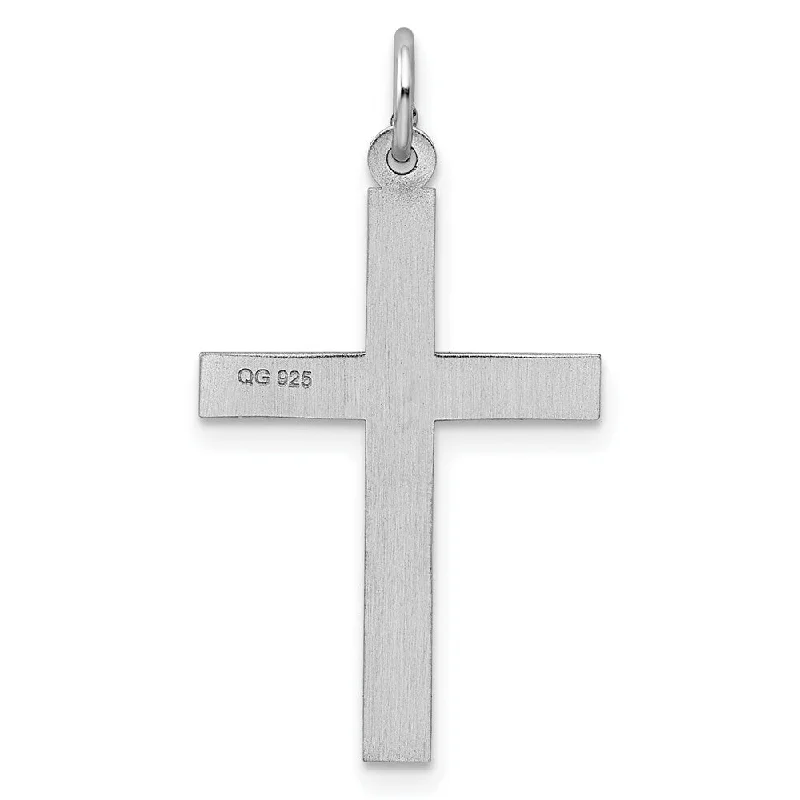 women’s pendant necklace with initials-Diamond2Deal 925 Sterling Silver Laser Designed Cross Pendant (L- 30 mm, W- 17 mm)