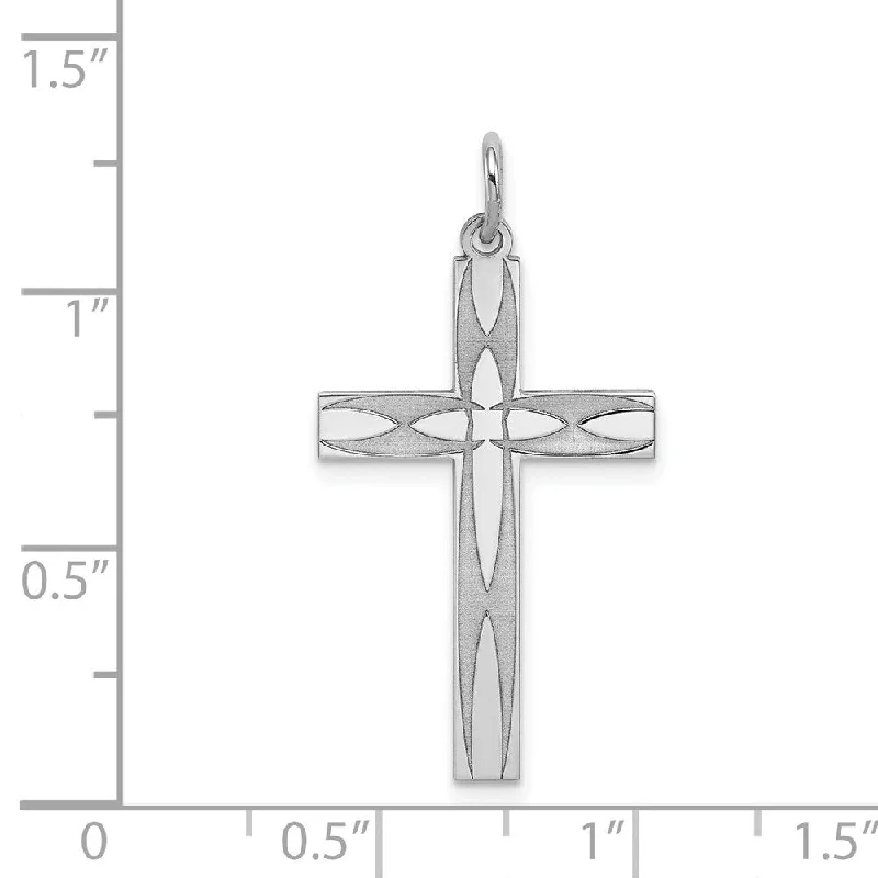 minimalistic silver necklace-Diamond2Deal 925 Sterling Silver Laser Designed Cross Pendant (L- 31 mm, W- 16 mm)