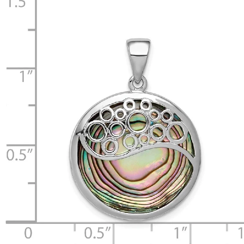 gold zodiac sign necklace-Diamond2Deal 925 Sterling Silver Rhodium-plated Abalone Pendant