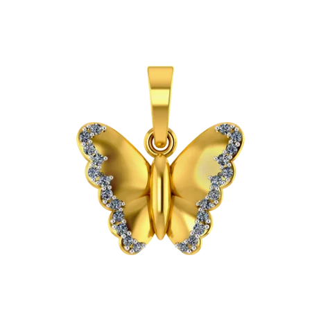 women’s custom bar necklace-Fairy Wing Gold Pendant