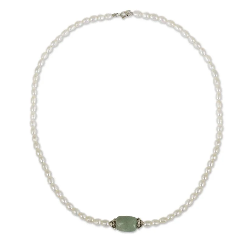 moon and star pendant necklace-Green Jade Gemstone Bead and .925 Sterling Silver Rondelles Necklace