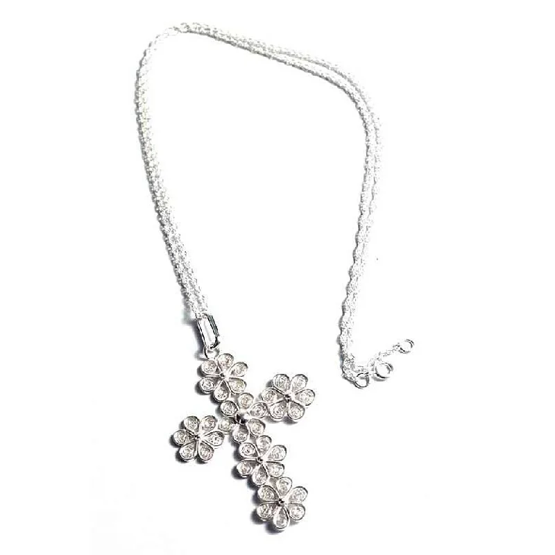 personalized pendant for mom-Handmade Filigree Flowers Cross Necklace (Peru) - 7'6" x 9'6"