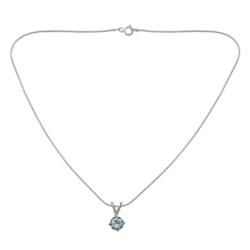 celestial charm pendant necklace-Handmade Sterling Silver Blue Lagoon Blue Topaz Necklace (India)