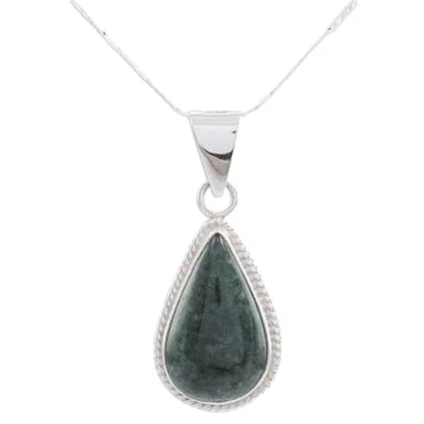 custom birthstone heart necklace-Handmade Sterling Silver 'Dark Green Sacred Quetzal' Jade Necklace (Guatemala)