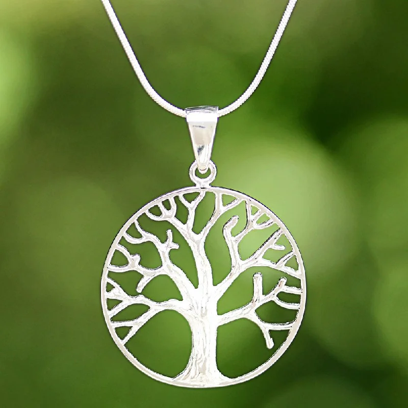 handmade silver necklace-Handmade Sterling Silver 'December Tree' Necklace (Thailand)