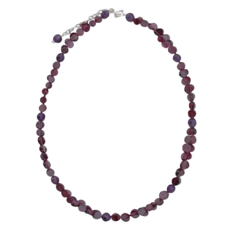 custom engraved gold bar necklace-Handmade Sterling Silver 'Grape Garland' Garnet Amethyst Necklace (Thailand)