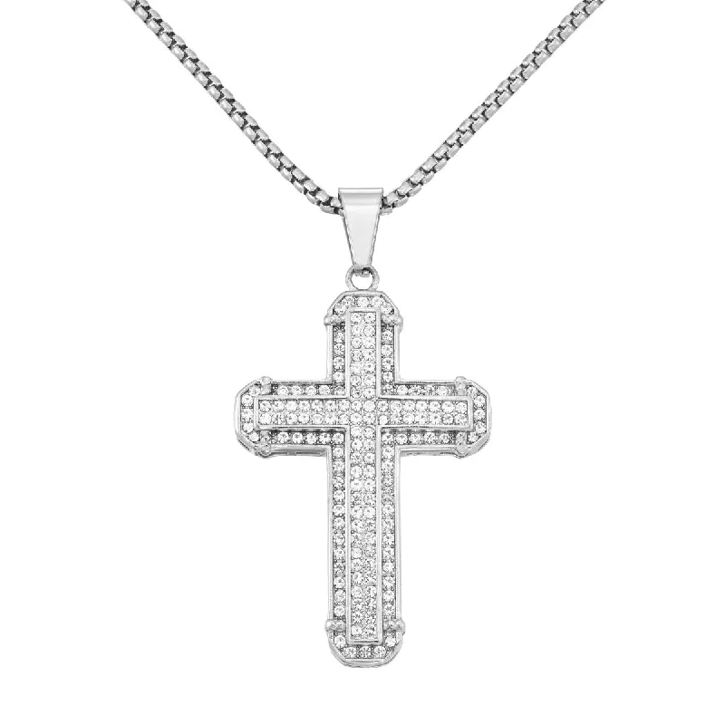 celestial charm pendant necklace-King by Simone I Smith Stainless Steel and Crystal 56X38MM 24-inch Cross Pendant