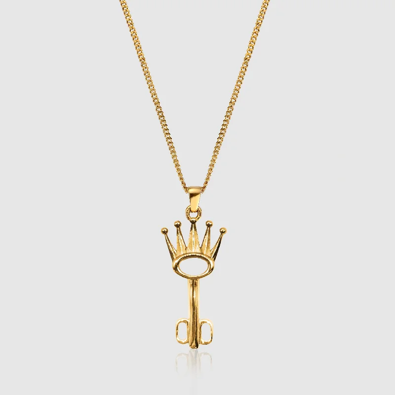 vintage pendant charm necklace-King's Key (Gold)