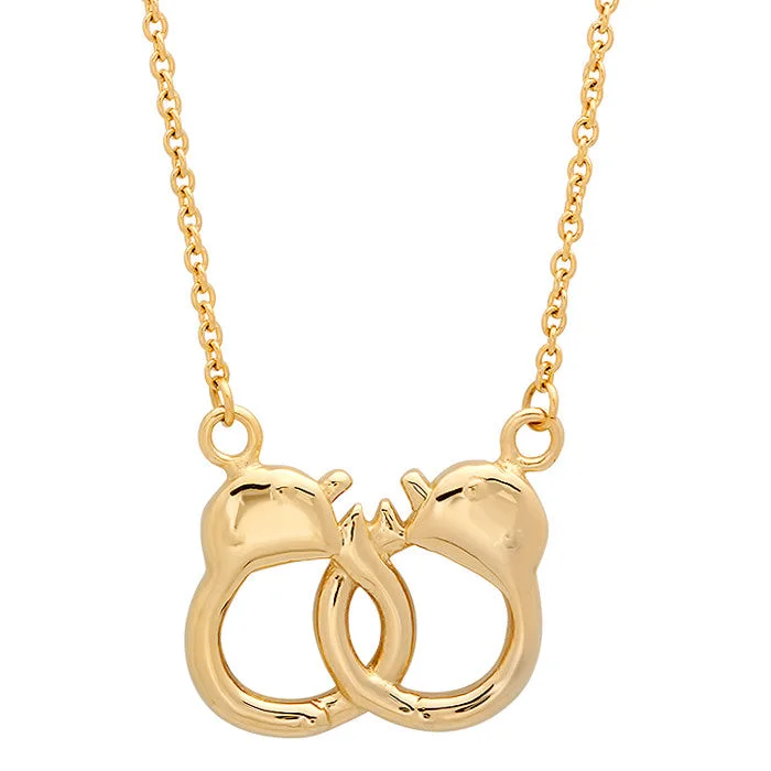 diamond pendant necklace for women-Ladies 18 KT Gold Plated Handcuff Pendant Necklace