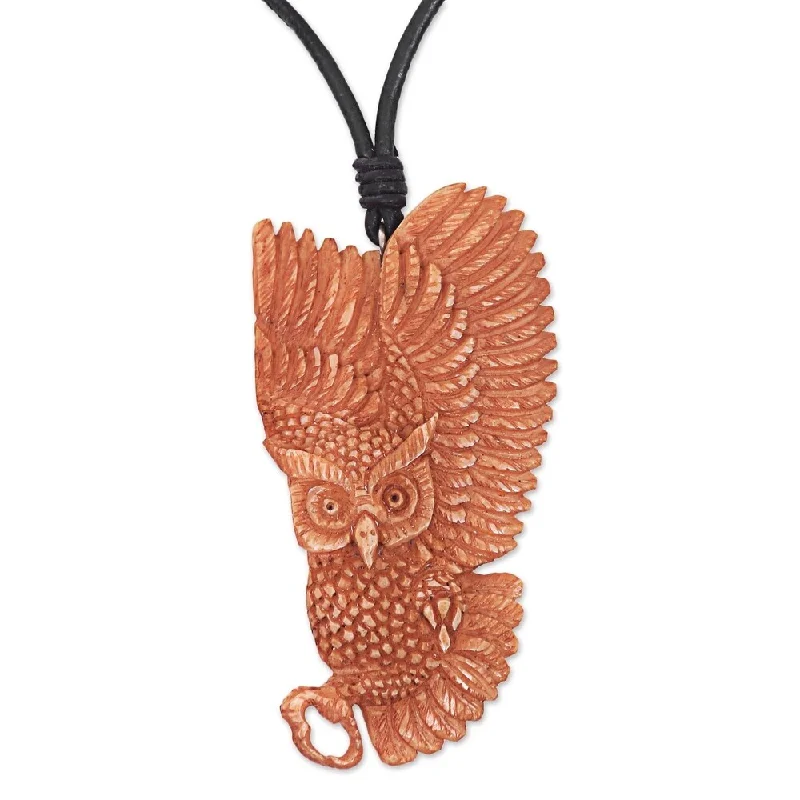 custom infinity heart necklace-NOVICA Handmade Leather 'Guardian Owl' Necklace (Indonesia)