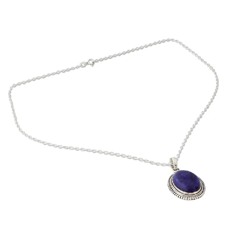 dainty gold choker necklace-NOVICA Handmade Sterling Silver True Clarity Lapis Lazuli Necklace (India) - 7'6" x 9'6"