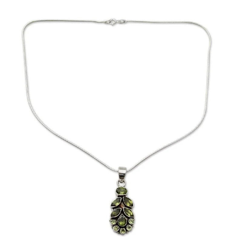 handmade bar pendant necklace-NOVICA Handmade Summer Allure Sterling Silver Peridot Necklace - 0.6" x 1.8"