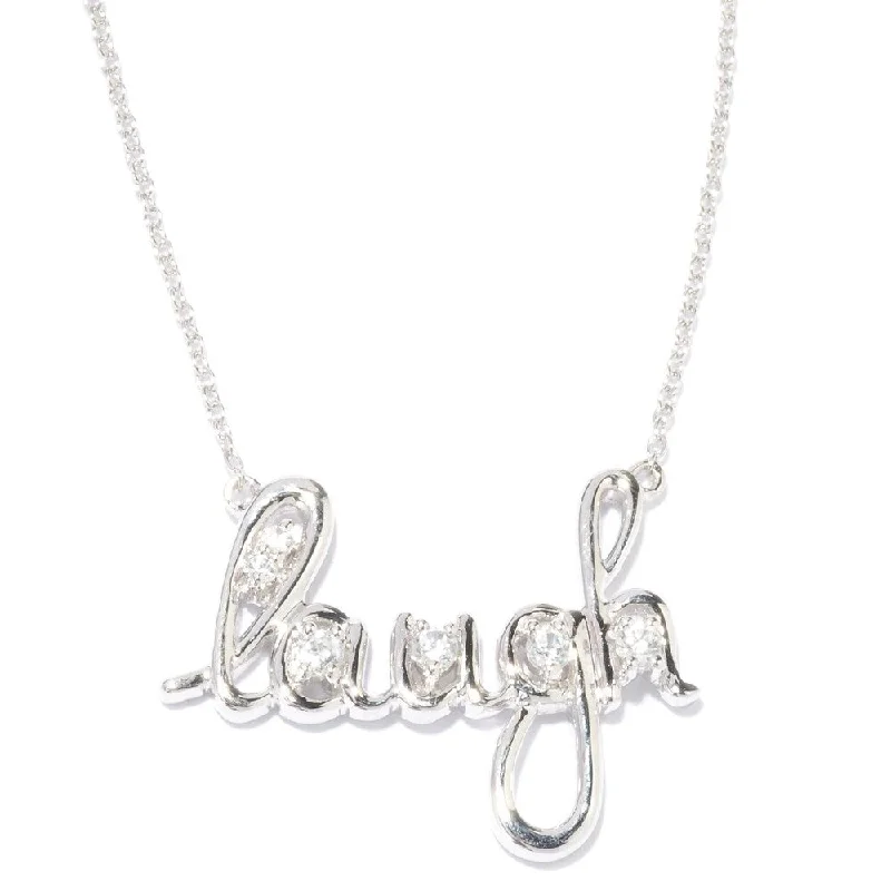 luxury charm necklace-Platinum o/Silver 0.46ctw White Zircon 'Laugh' Pendant with 18' Chain