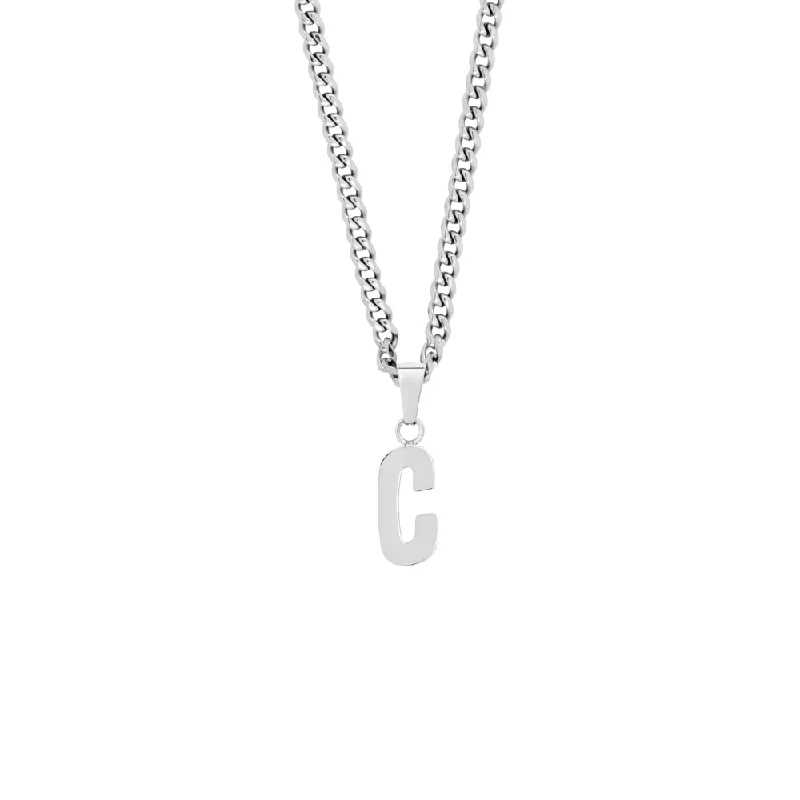 sterling silver zodiac necklace-Silver Initial Letter Necklace