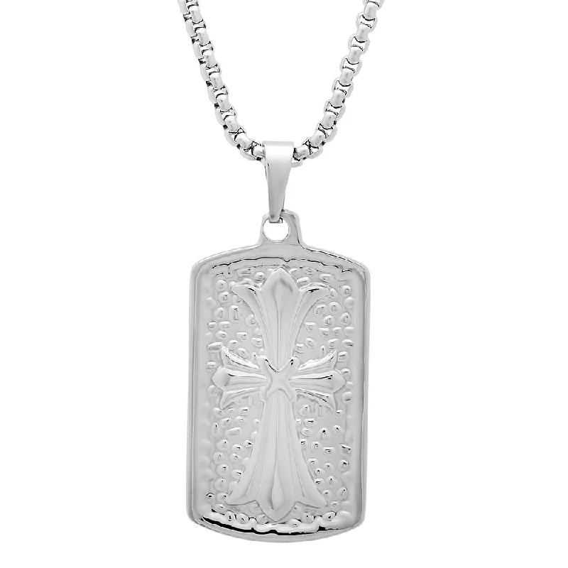 crystal quartz necklace-Stainless Steel Necklace with Cross Pendant