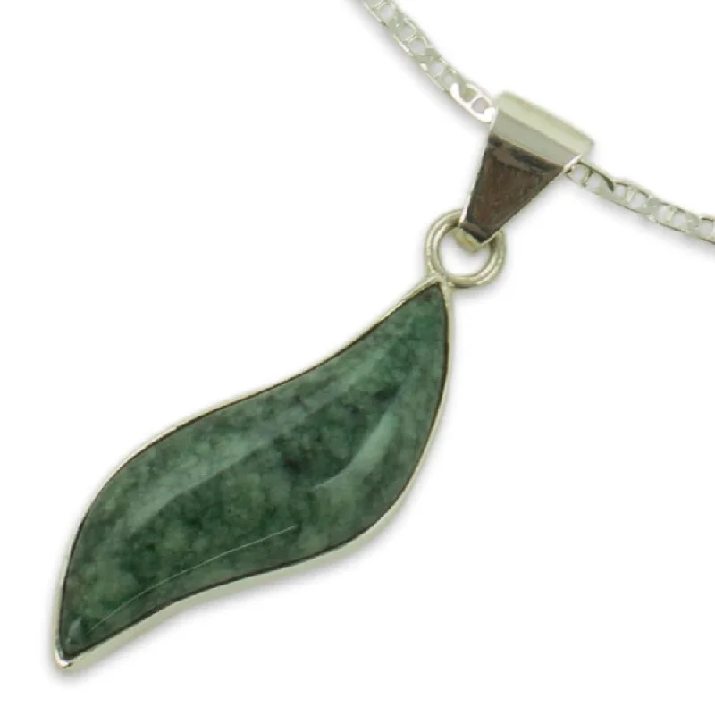 simple pendant with name-Sterling Silver 'Floating in the Breeze' Light Green Jade Necklace (Guatemala)