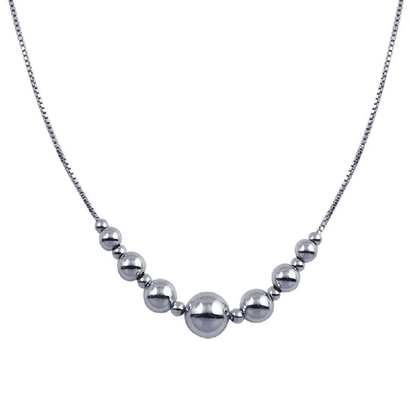 men’s infinity chain necklace-Rhodium Plated 925 Sterling Silver 15 Beads Necklace - SOP00089