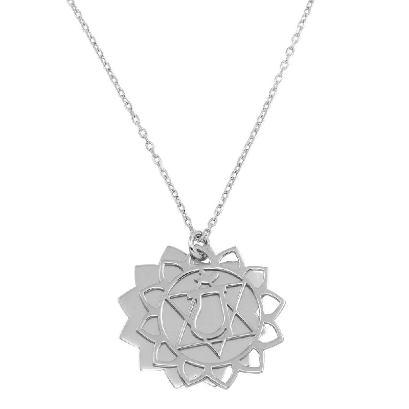 sterling silver pendant chain necklace-Rhodium Plated 925 Sterling Silver Anahata Chakra Necklace - SOP00051