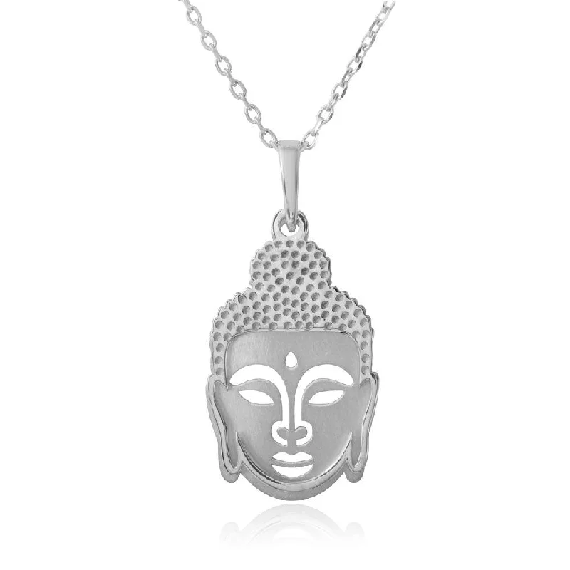 simple pendant with name-Rhodium Plated 925 Sterling Silver Buddha Pendant Necklace - SOP00010