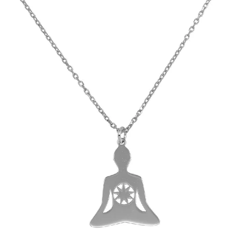 zodiac constellation necklace-Rhodium Plated 925 Sterling Silver Chakra Symbol Necklace - SOP00050