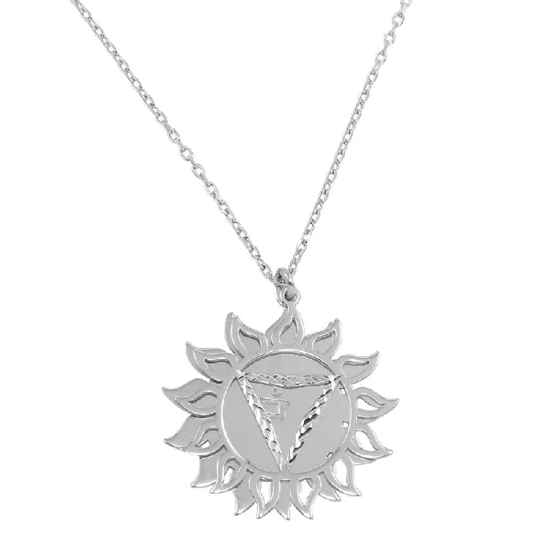 custom couple’s charm necklace-Rhodium Plated 925 Sterling Silver Manipura Chakra Symbol Necklace - SOP00052