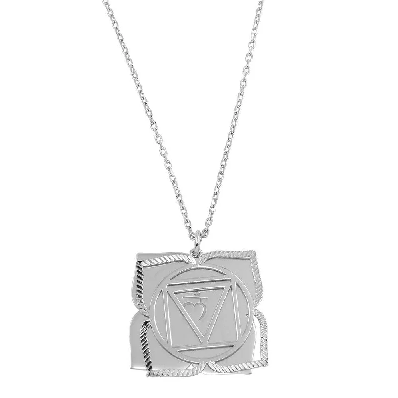 layered heart necklace-Rhodium Plated 925 Sterling Silver Muladhara Chakra Symbol Necklace - SOP00053