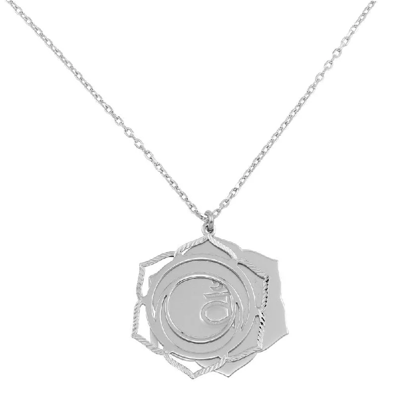 minimalist charm chain necklace-Rhodium Plated 925 Sterling Silver Sacral Chakra Necklace - SOP00056