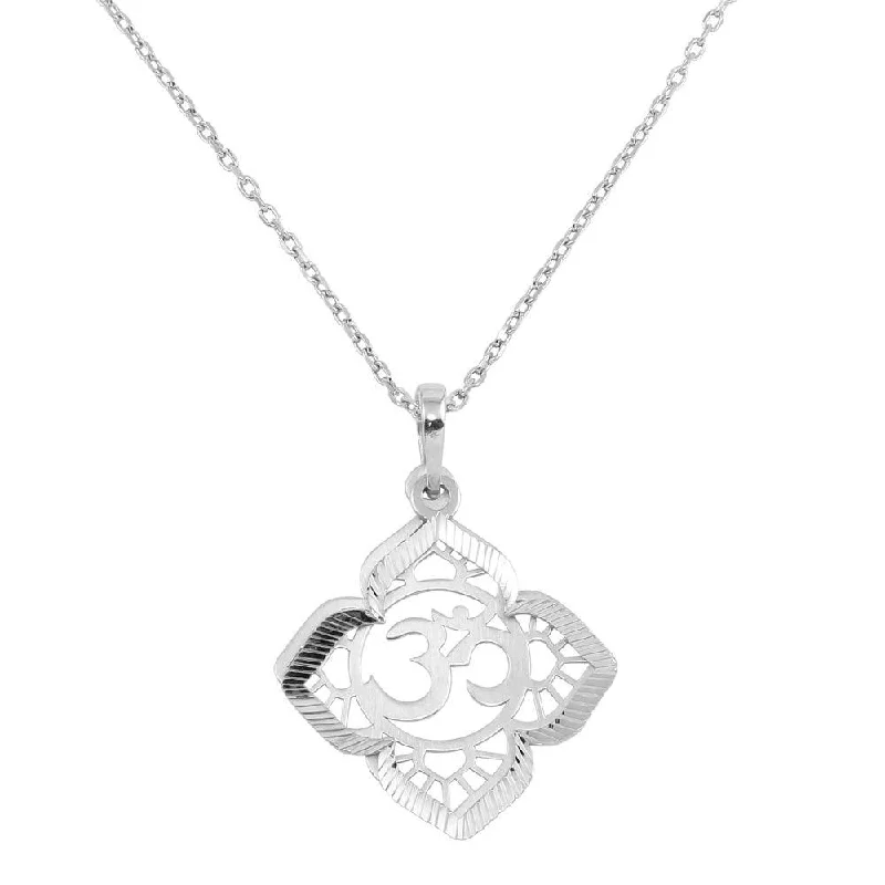 engraved heart pendant necklace-Rhodium Plated 925 Sterling Silver Sahasrara Chakra Necklace - SOP00049