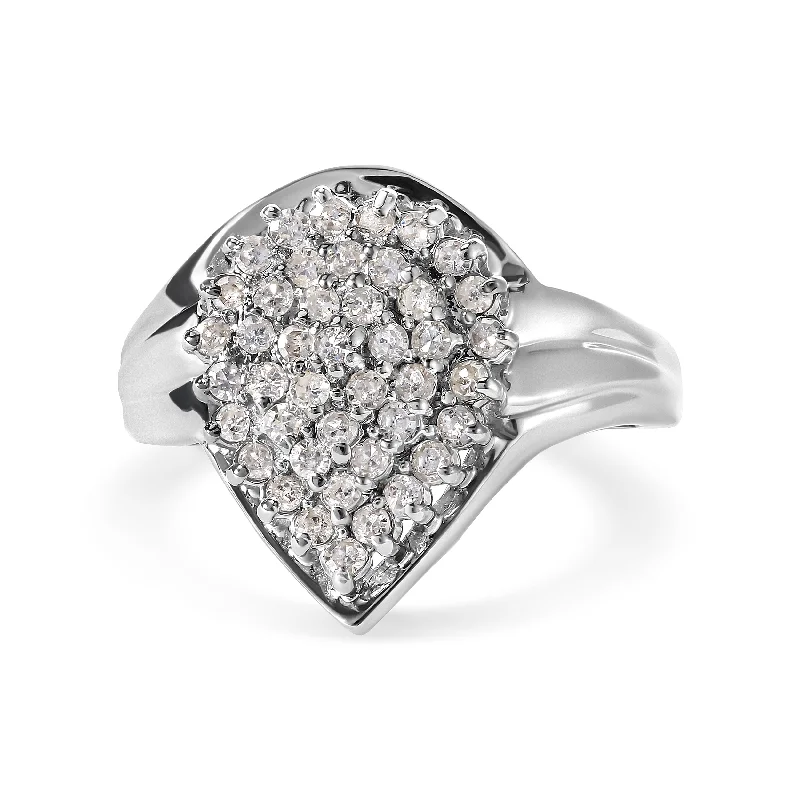 custom-designed wedding bands with diamonds-10K White Gold 1/2 Cttw Diamond Pear Shaped Cluster Ring