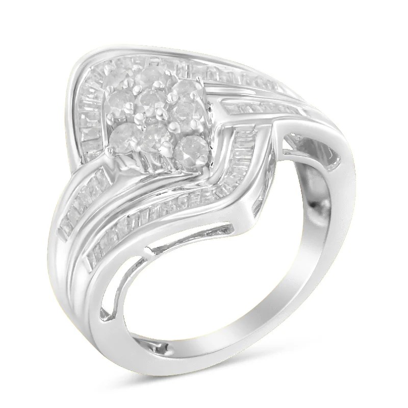 diamond rings for women with antique designs-10K White Gold Diamond Bypass Cluster Ring