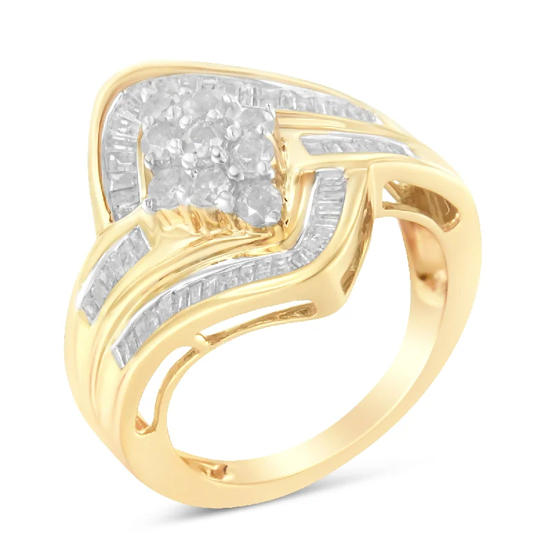 women’s wedding rings with classic diamond bands-10K Yellow Gold Diamond Bypass Cluster Ring